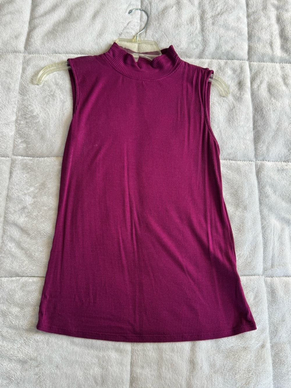 Apt. 9 Plum Ribbed Sleeveless Mock Neck Tank